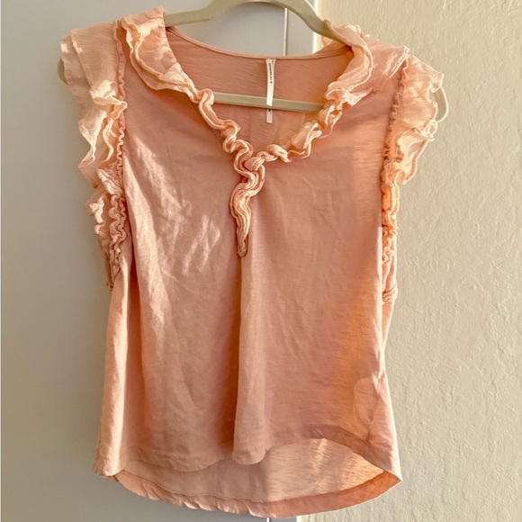 Anthropologie Tops - Anthropologie Peach Ruffled Blouse